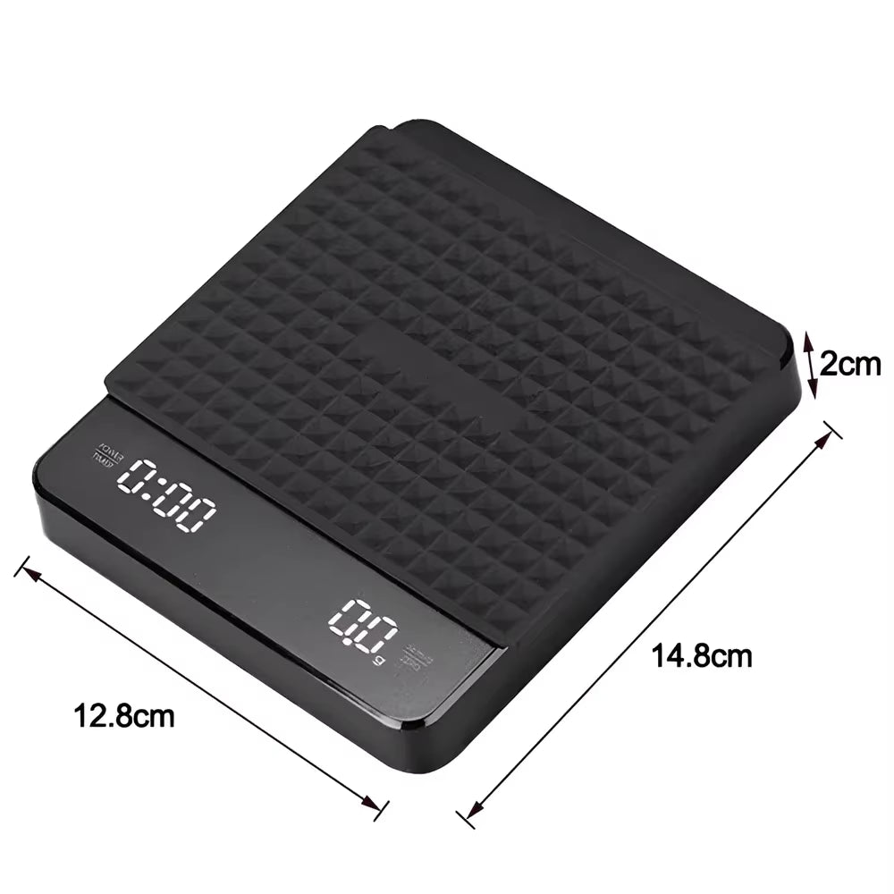 1Set Electronic Coffee Scale with Silicone Pad Digital Coffee Scale with Timer LED Display USB Charging Home Cafe Use Good Gift