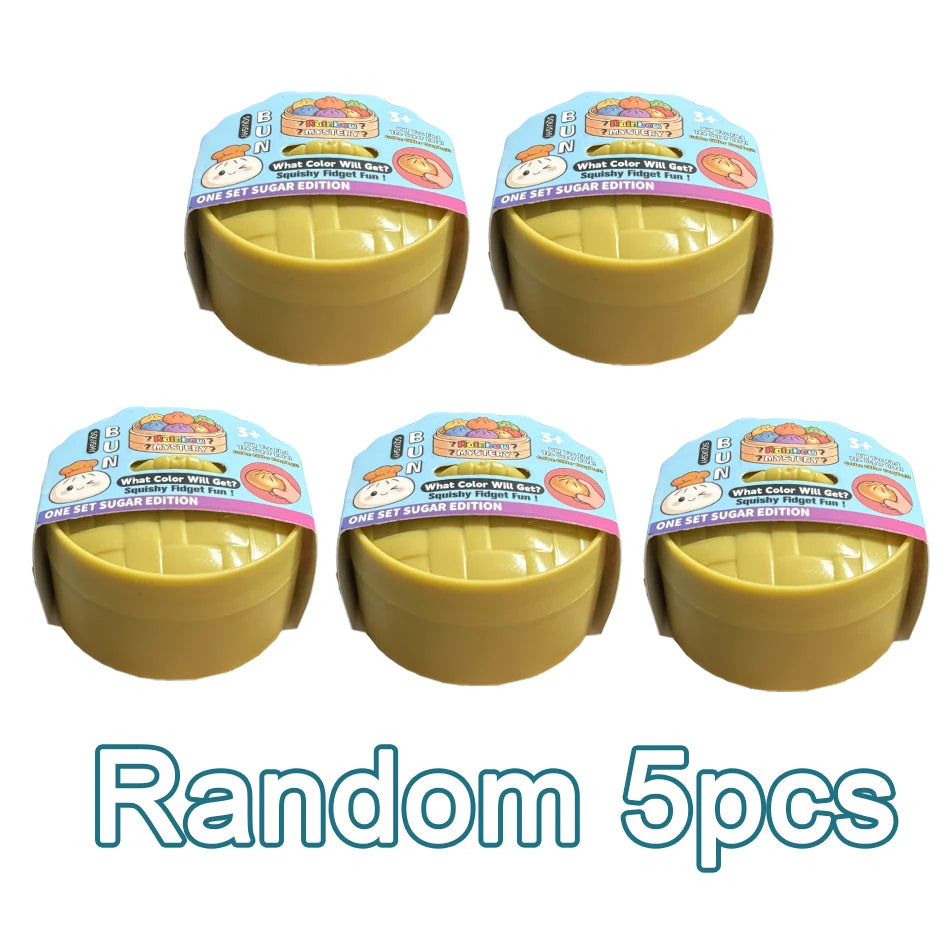 Steamed Bun Squeeze Toy Simulation Bao Stress Relief Fidget Toy with Beads Sparkles Soft Squishy Sensory Decompression Accessory