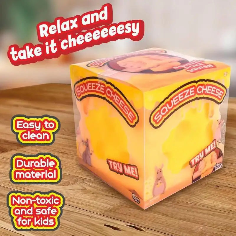Decompression Soft Cheese Block-Yellow, Plastic Decompression Toy with Squeezing Function.