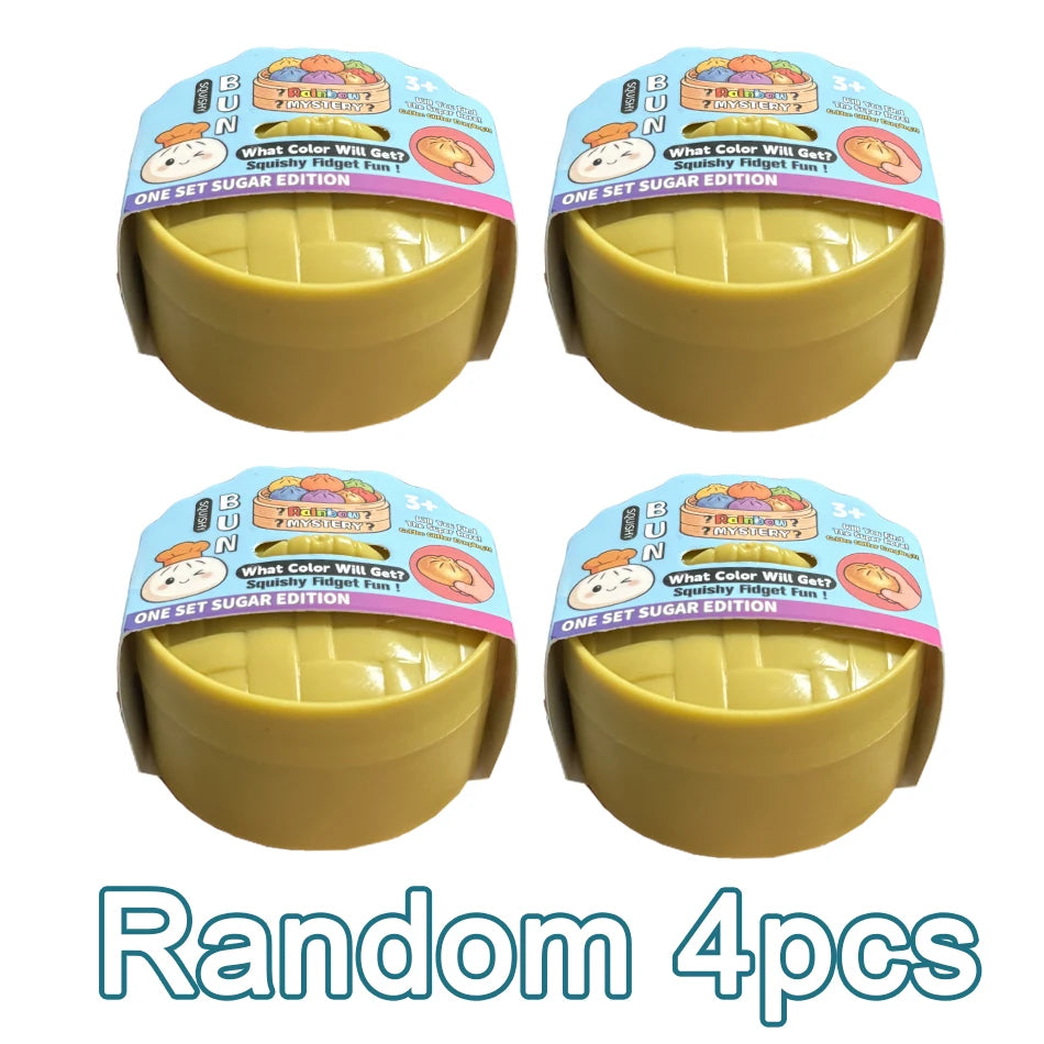 Steamed Bun Squeeze Toy Simulation Bao Stress Relief Fidget Toy with Beads Sparkles Soft Squishy Sensory Decompression Accessory