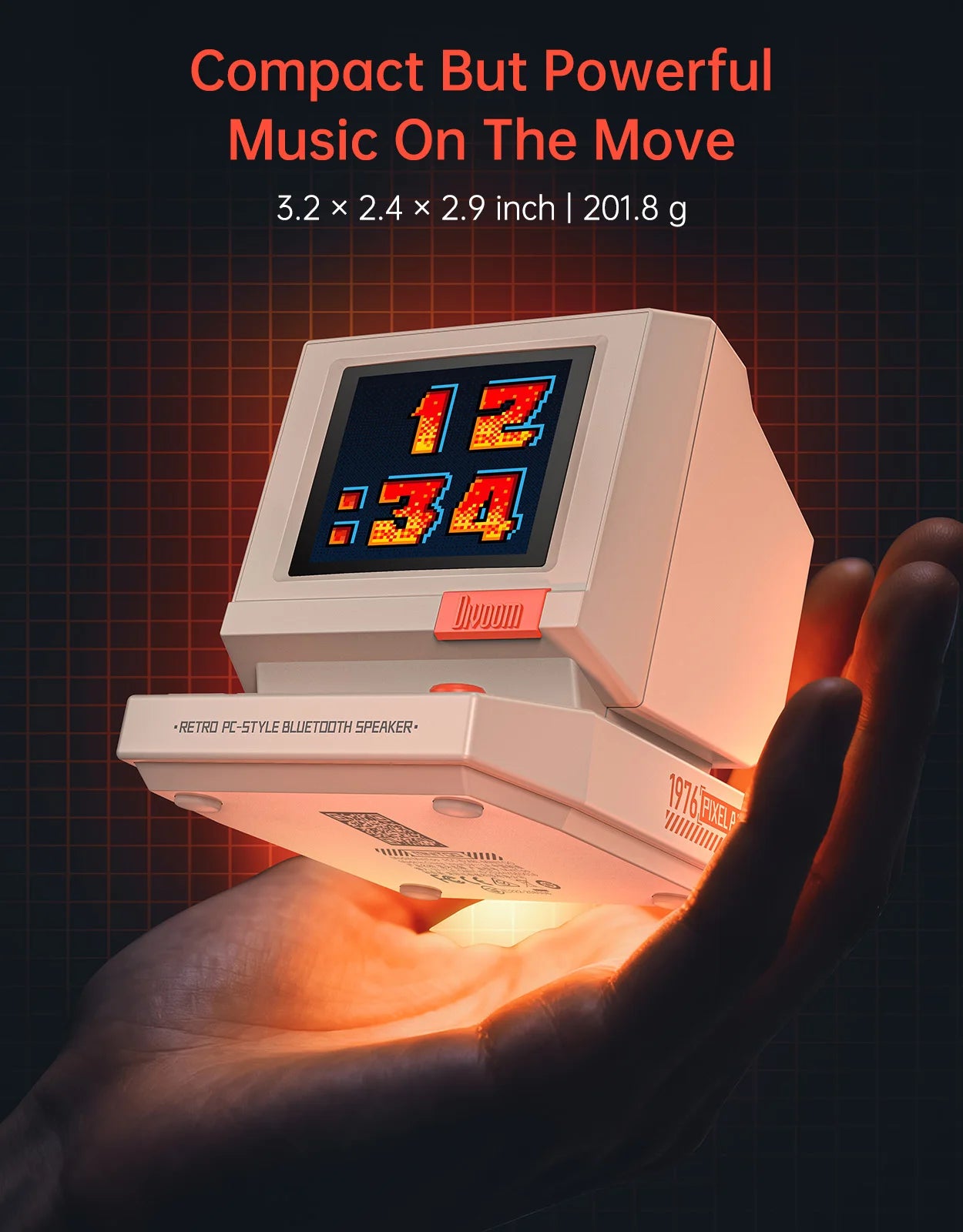 Minitoo Retro Bluetooth Speaker Portable Pixel Display Music Box Retro Computer Style Speaker Gift