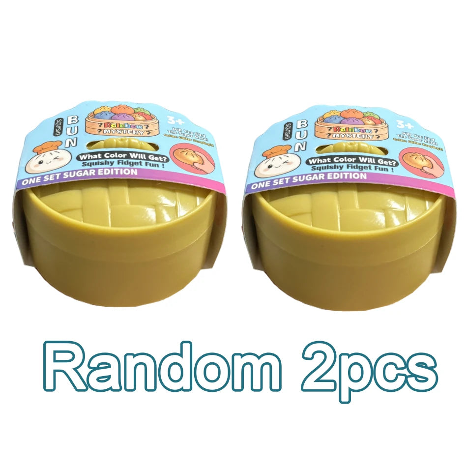 Steamed Bun Squeeze Toy Simulation Bao Stress Relief Fidget Toy with Beads Sparkles Soft Squishy Sensory Decompression Accessory