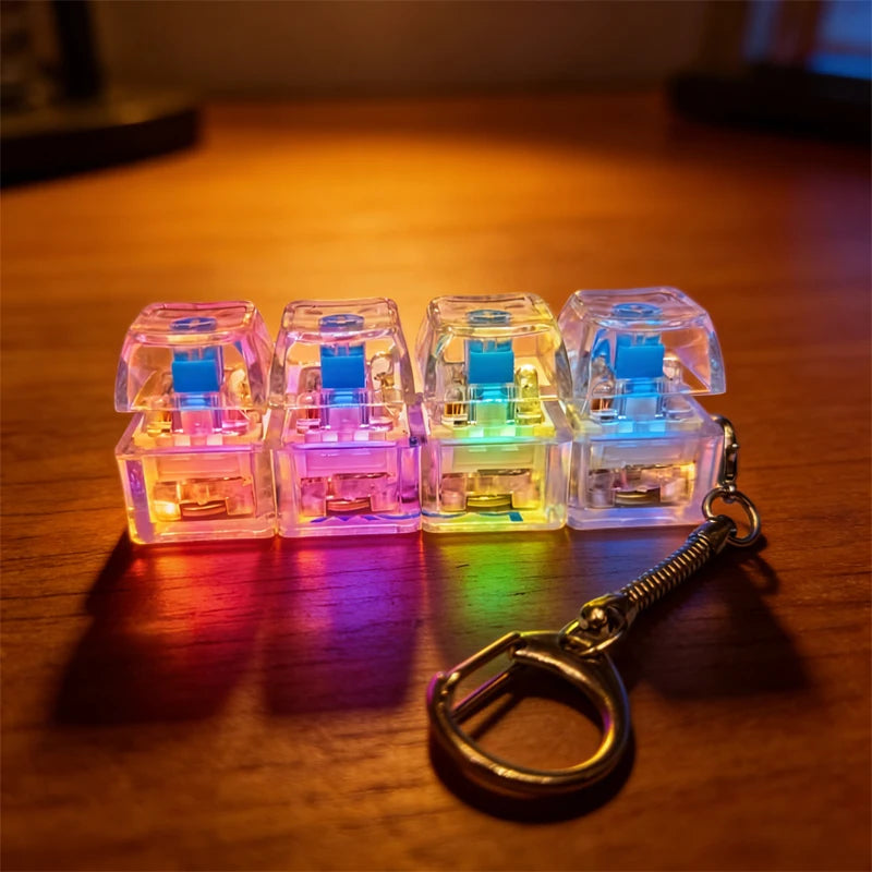 LED Light-Up Keychain Keyboard Clickable Button Fidget Toy for Stress Anxiety Relief Portable Desk Accessory Office Decor Gift