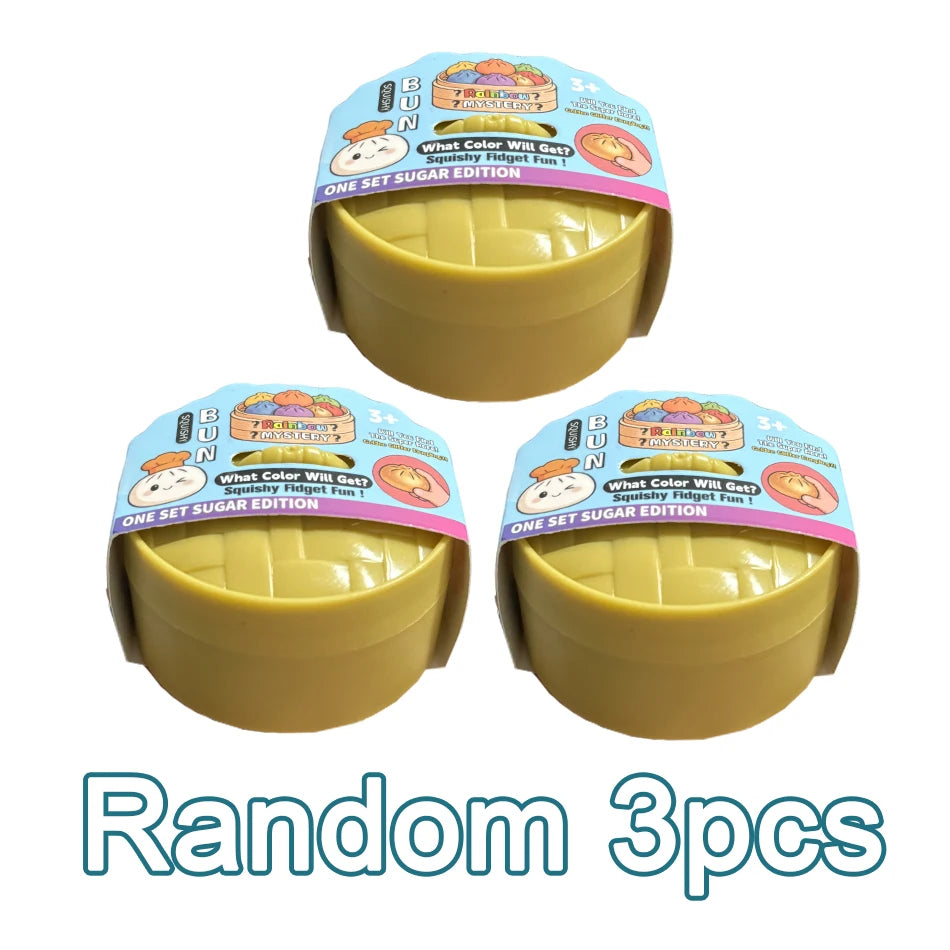 Steamed Bun Squeeze Toy Simulation Bao Stress Relief Fidget Toy with Beads Sparkles Soft Squishy Sensory Decompression Accessory