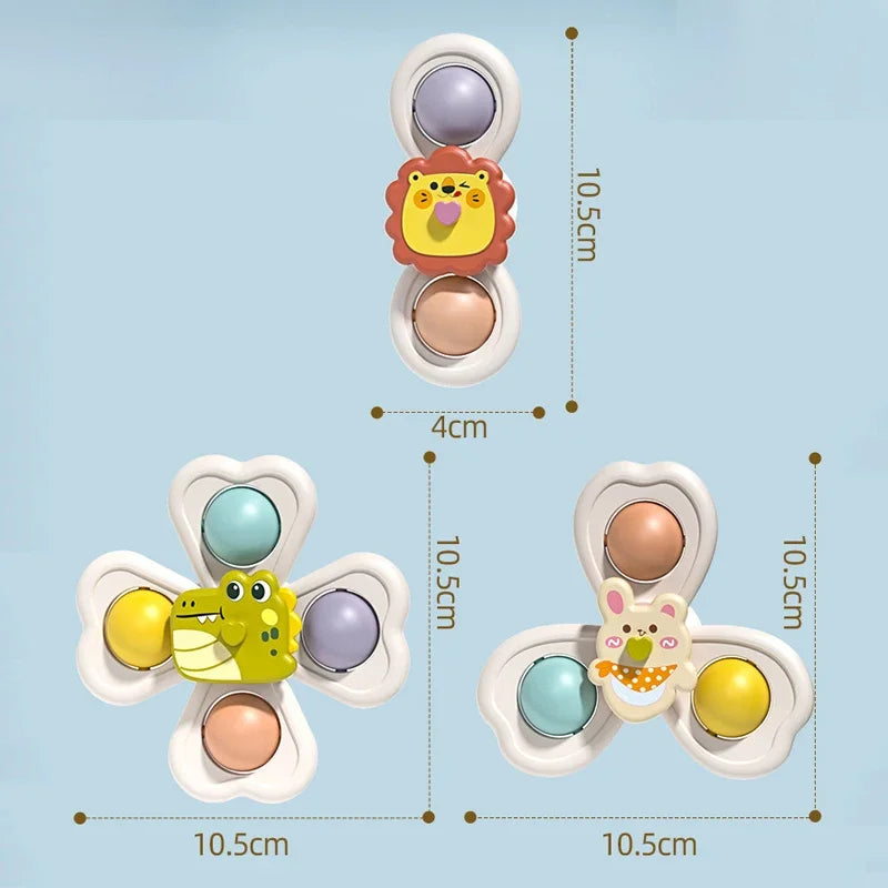 3PCS Suction Cup Spinner Toy Baby Bath Funny Game Educational Toys for Children Girls Boys Infant Sensory Stress Reliever Gift