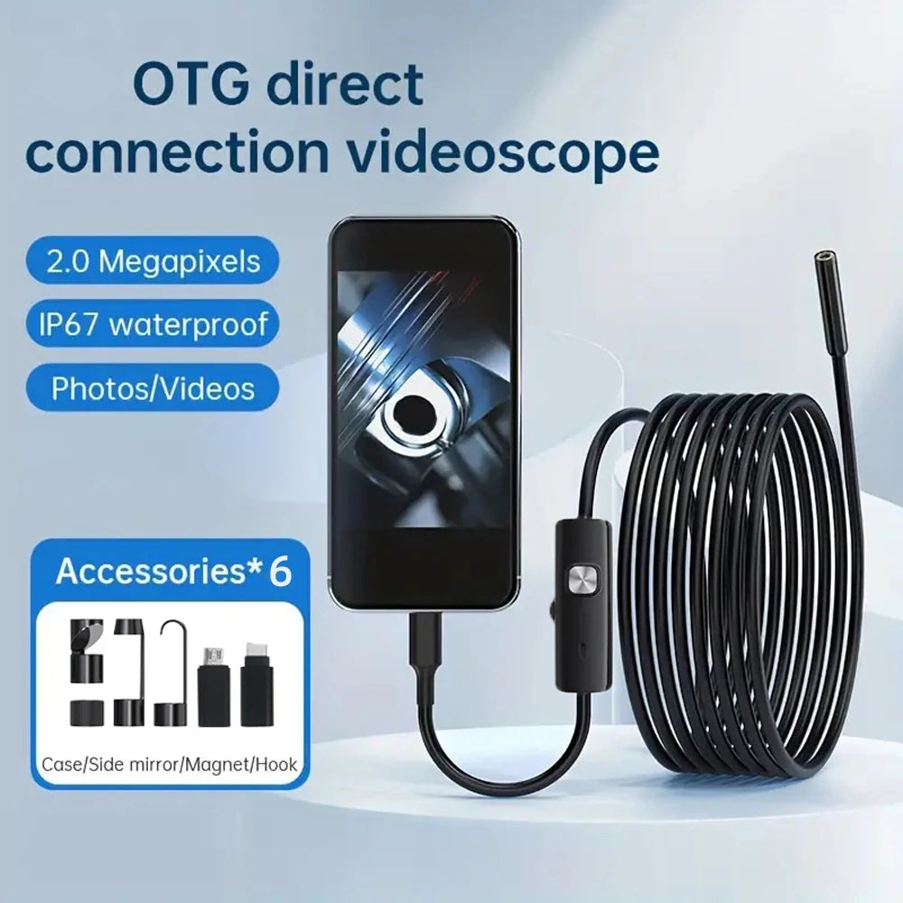 HD1920P Endoscope Inspection Camera Type-C Mini Inspection Camera IP67 Car Sewer Pipeline Borescope for Android IOS Iphone