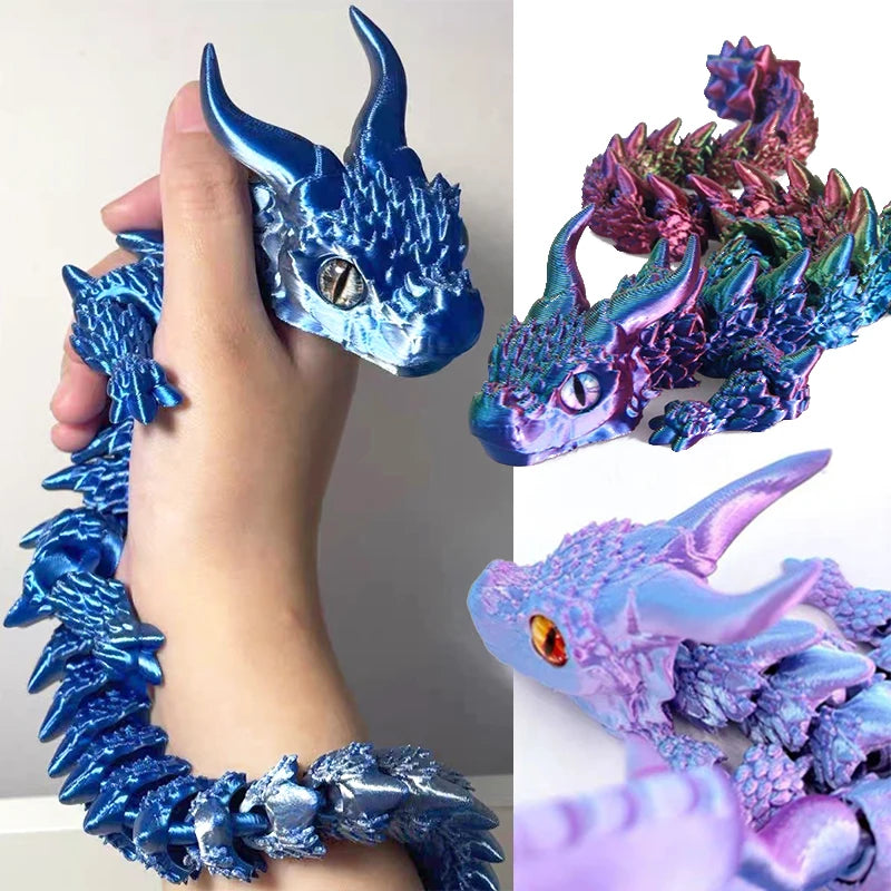 Best Seller 3D Printed Magic Dragon Movable Joint Fidget Toy Rotatable Articulated Desktop Ornament Adults Kid Toy Crafts Gift