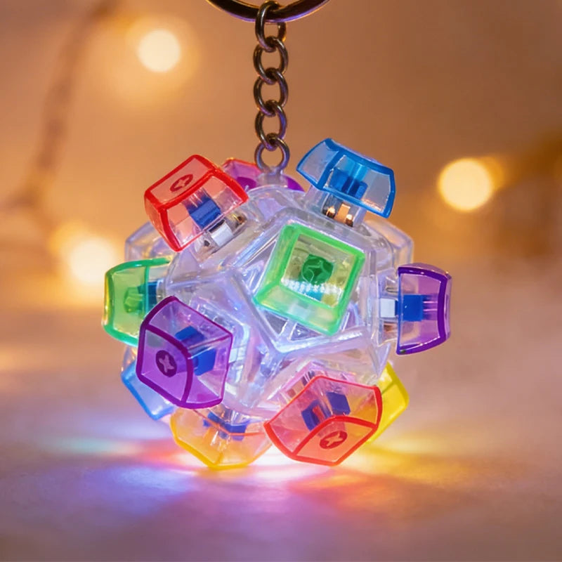 LED Light-Up Keychain Keyboard Clickable Button Fidget Toy for Stress Anxiety Relief Portable Desk Accessory Office Decor Gift