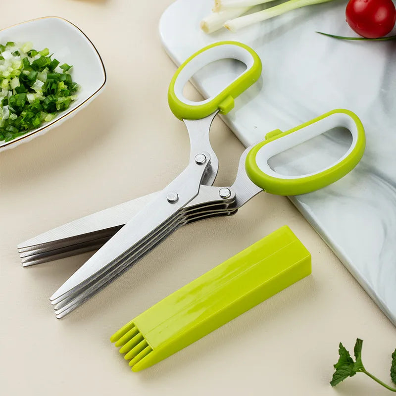 Thickened Version Multi-Functional Stainless Steel 5 Layer Kitchen Scissors Shredded Chopped Scallion Cutter Lavercutcookingtool