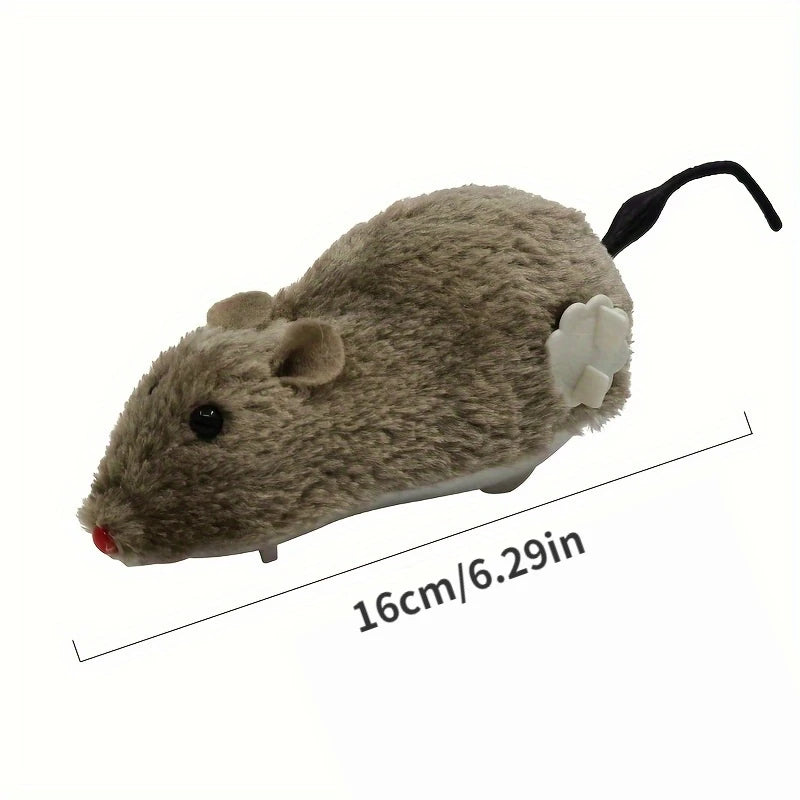 1/5Pcs Fun and Interactive Plush Wind-Up Mouse Toy for Cats Dogs and Kids Mechanical Moving Animal Toy for Playtime and Pranks