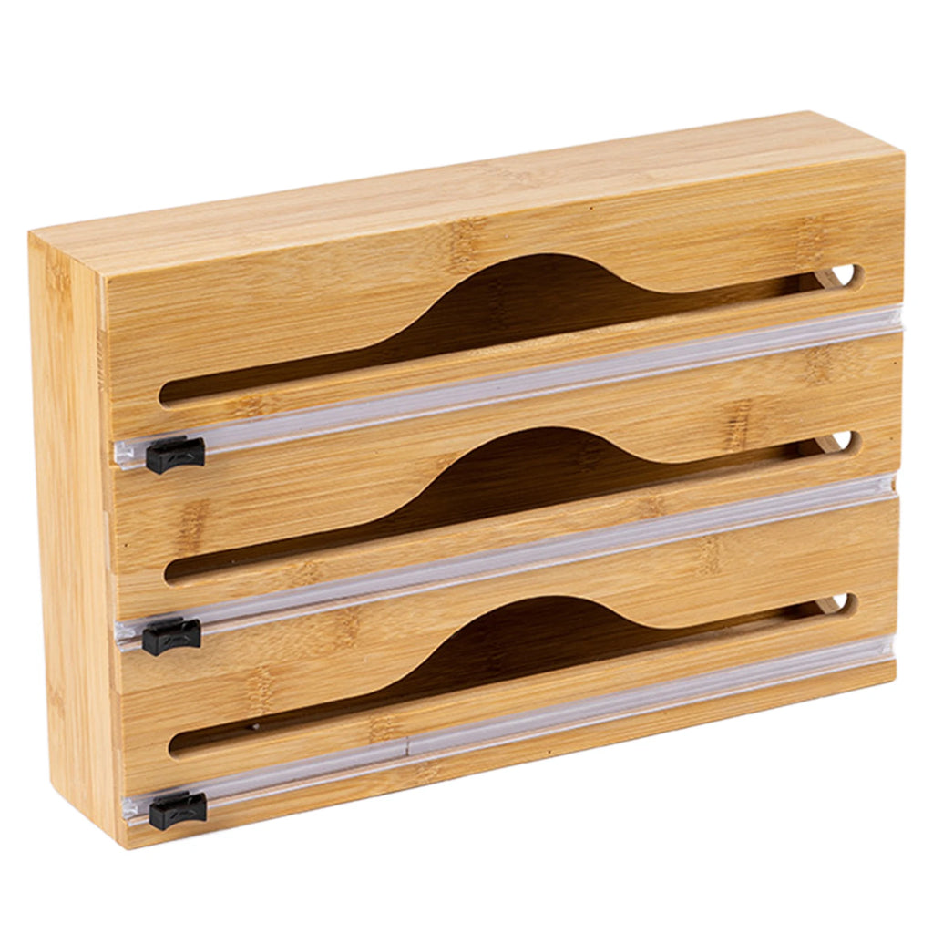 Foil Dispenser with Cutter,Wall Mounted Bamboo-Foil Cling Film Cutter,Kitchen Wrap Dispenser,Kitchen Organization