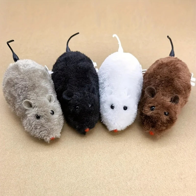 1/5Pcs Fun and Interactive Plush Wind-Up Mouse Toy for Cats Dogs and Kids Mechanical Moving Animal Toy for Playtime and Pranks