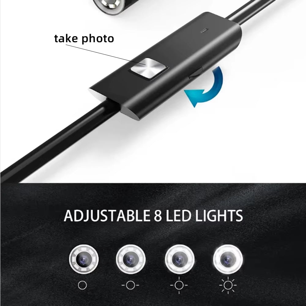 HD1920P Endoscope Inspection Camera Type-C Mini Inspection Camera IP67 Car Sewer Pipeline Borescope for Android IOS Iphone