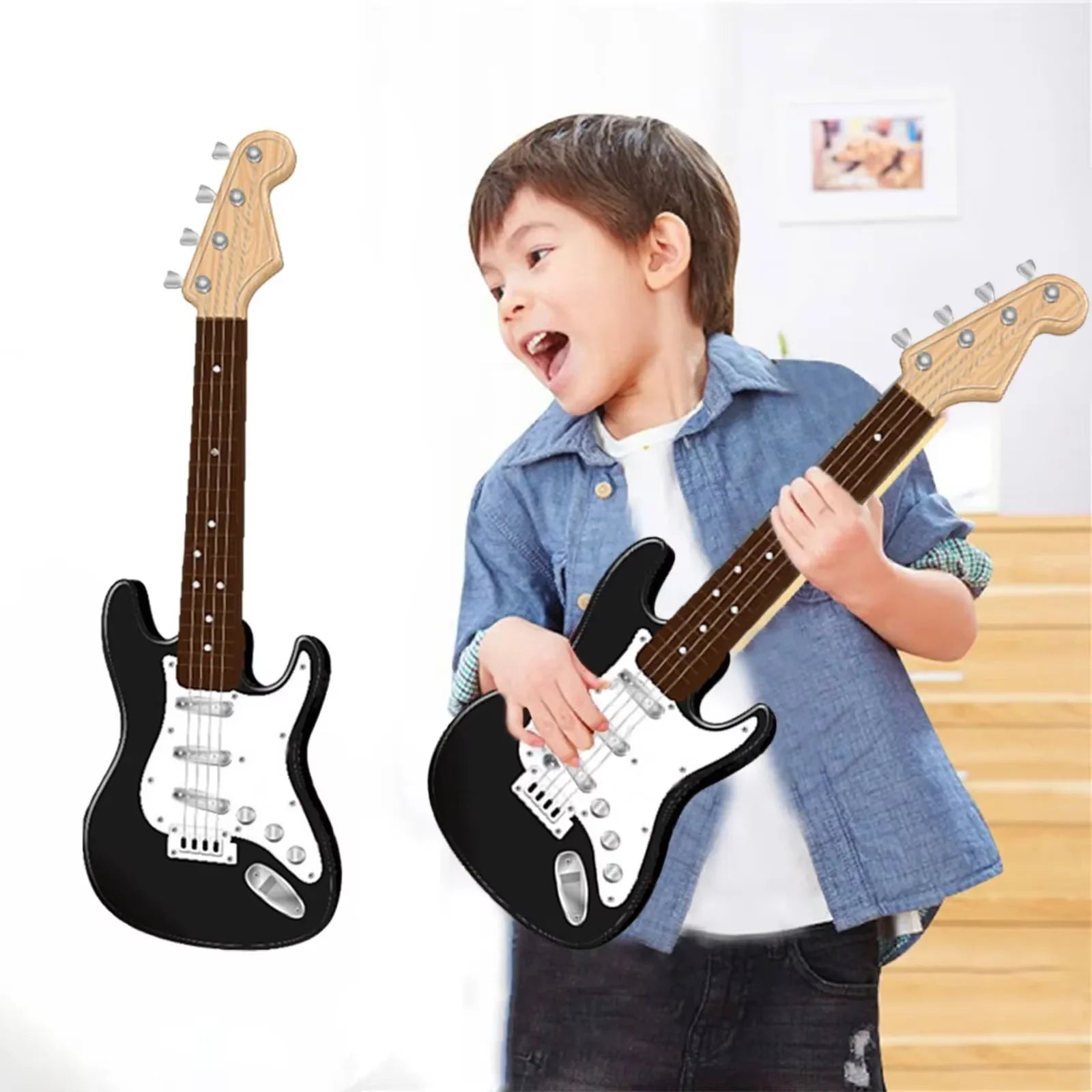 Children'S Simulation Electronic Guitar Toy Suitable for Beginners Music Early Education Instrument Boys Girls Gift