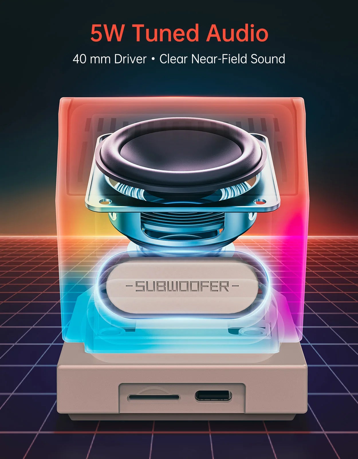 Minitoo Retro Bluetooth Speaker Portable Pixel Display Music Box Retro Computer Style Speaker Gift