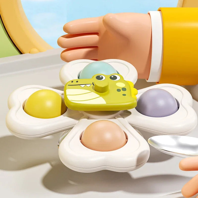 3PCS Suction Cup Spinner Toy Baby Bath Funny Game Educational Toys for Children Girls Boys Infant Sensory Stress Reliever Gift