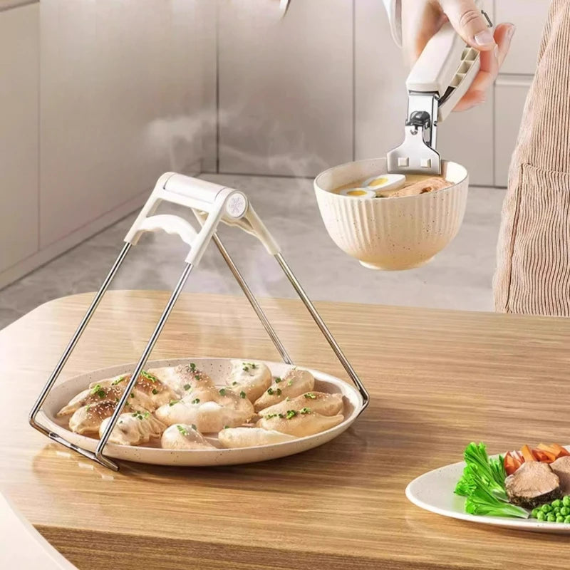 Heat Resistant Bowl Tongs, Kitchen Utensils, Steamer, Stainless Steel Plate, Elevator, Cooking Safety Clamp Tool