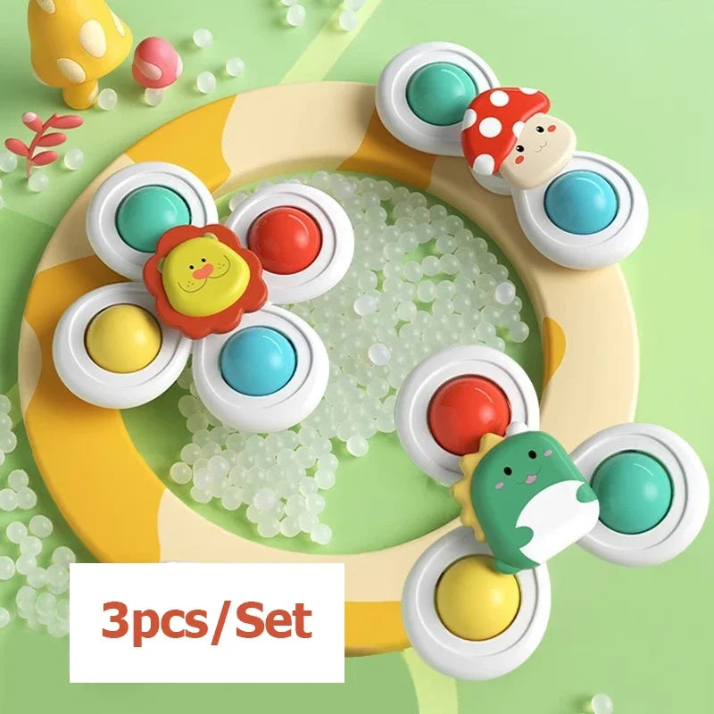 3PCS Suction Cup Spinner Toy Baby Bath Funny Game Educational Toys for Children Girls Boys Infant Sensory Stress Reliever Gift